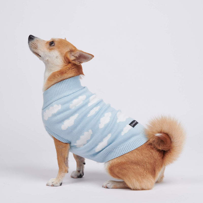 Clouds Knit Dog Sweater - Blue