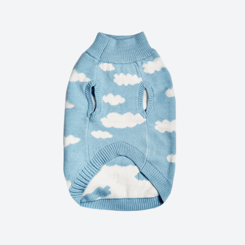 Clouds Knit Dog Sweater - Blue