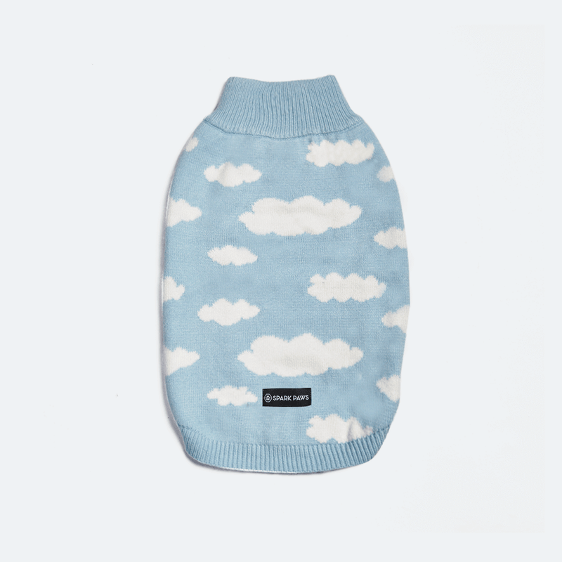 Clouds Knit Dog Sweater - Blue