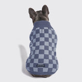 Navy Checkered Knit Dog Sweater