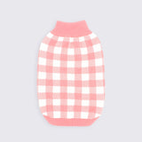 Pink Checkered Knit Dog Sweater