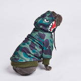 Shark Monster Dog Hoodie - Green Camo